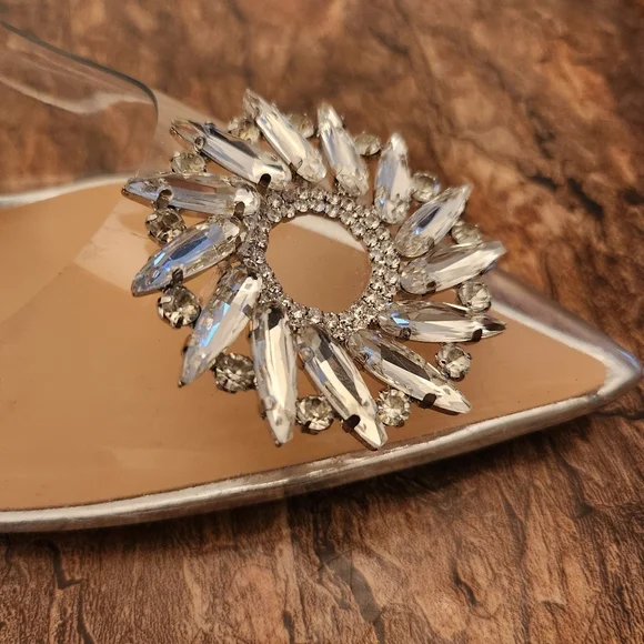 Women's Hochfart Cinderella Clear Rhinestone Pumps Size 9 Bridal Wedding Party - Picture 5 of 11